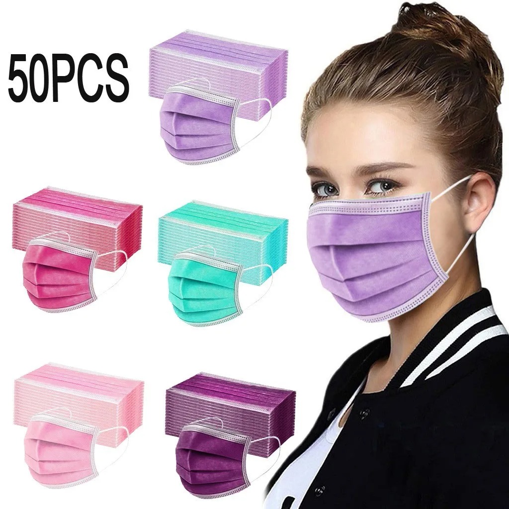 50PCS Women Man Solid Mask Dis - Disposable Surgical Mask 리뷰 및 가격
