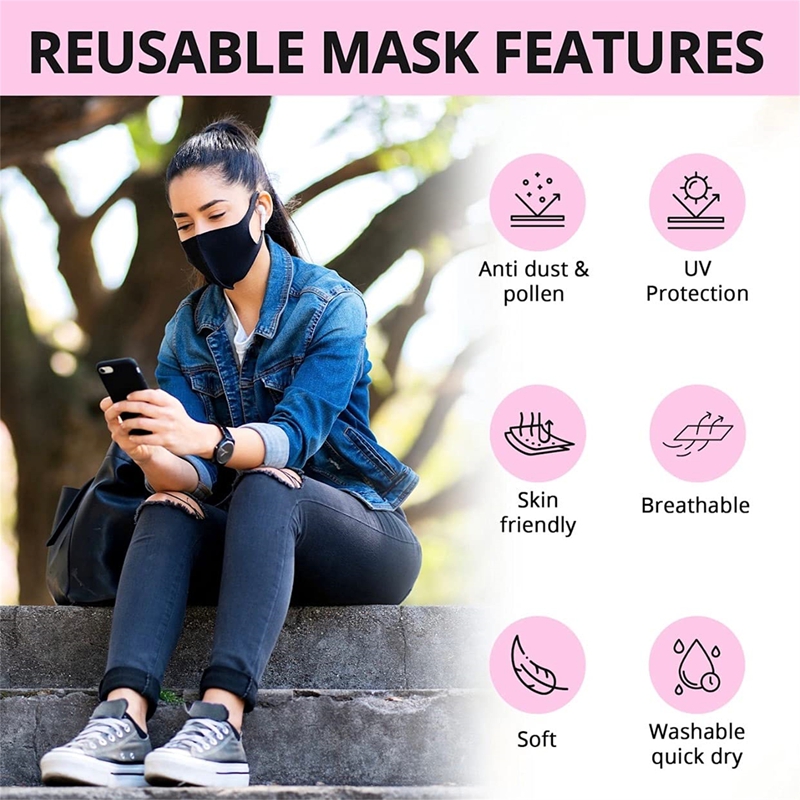 5/10PCS Fashion Solid Earloop  - Cloth Face Mask Washable 리뷰 및 가격