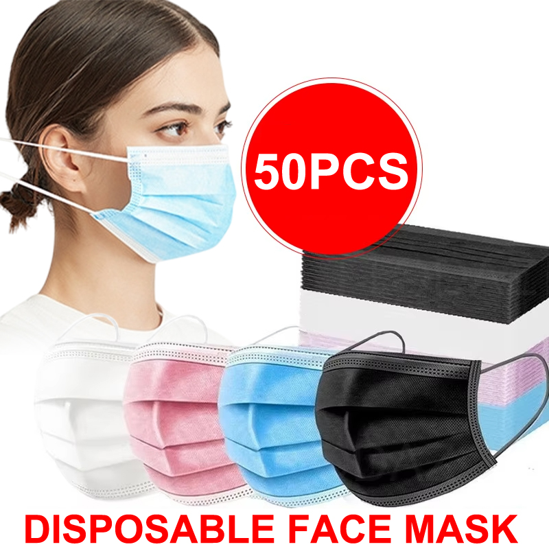 [H]50Pcs 3-layer Mask Face Mas - Disposable Mask Blue 리뷰 및 가격